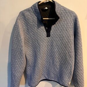 MARINE LAYER Men Corbet Reversible Quilted Pullover Sweatshirt Gray Light Blue M